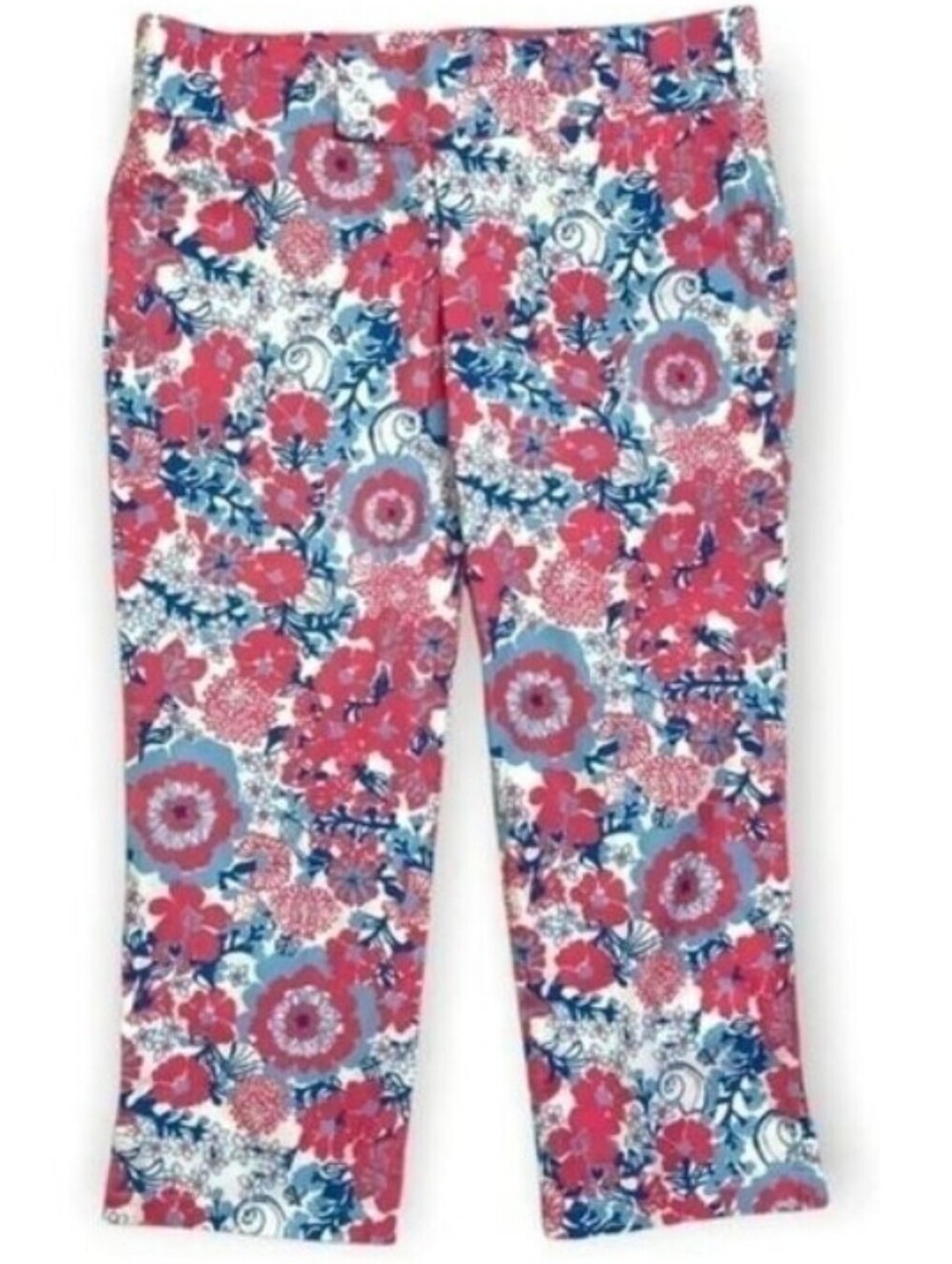 Lilly Pulitzer Bailey Capri Floral Printed Stretch Pants Shell Yeah Size 10 NWT